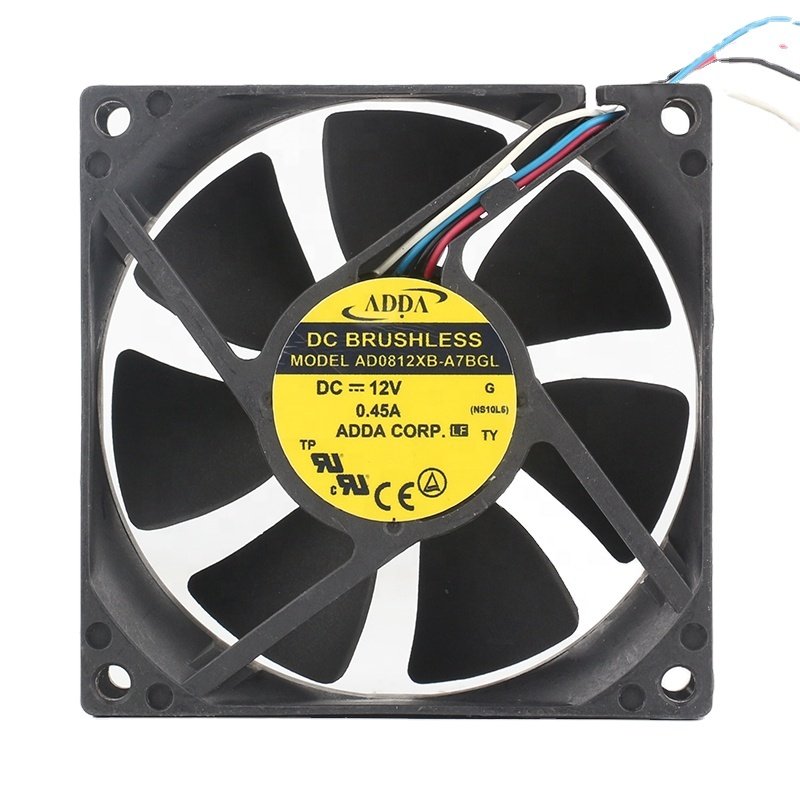 Original ADDA 48V 24V 5V DC12V 0.45A EC AC 80x80x25MM 8025 8CM 4-wire High-air Volume Inverter Mute AD0812XB-A7BGL Cooling Fan